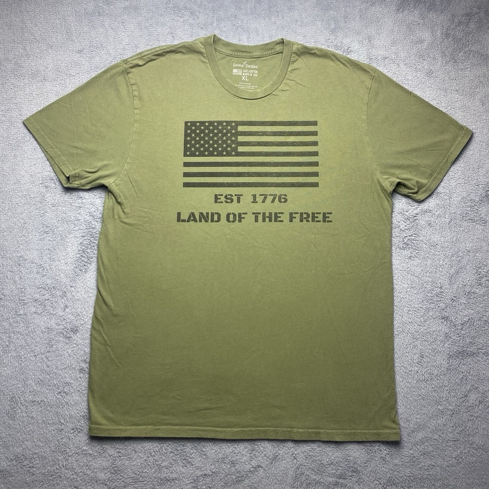 General Standard Mens Tshirt Size XL Green Made In USA Land Of The Free 1776